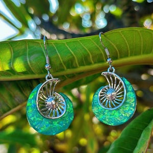 Impresionantes pendientes de concha de nautilus de resina