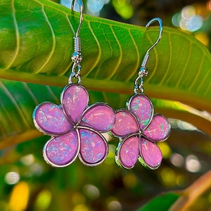 Pink Plumeria Resin Earrings