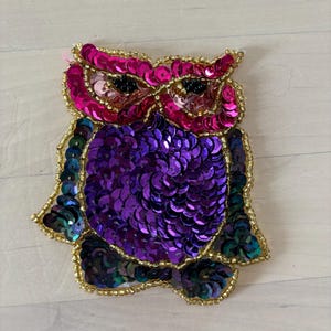 Vintage multicolored Owl Patch Applique 1 piece