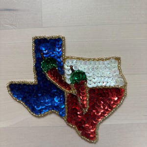 Vintage Texas state flag sequin appliqué patch 1 piece from 1990
