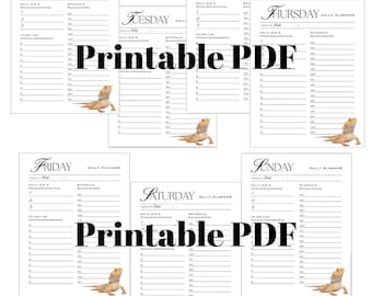 Bearded Dragon 7 Day Planner - Printable PDF