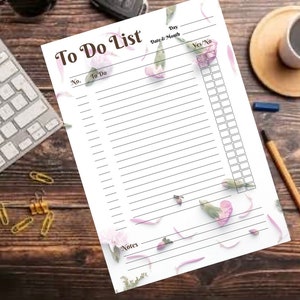 Pink Carnation Single Page To Do List - Printable PDF
