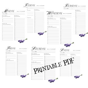 Lavendel 7 Tage Kalender - Druckbares PDF