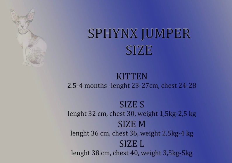 Sphynx jumper camiseta ropa de gato para gato sphynx imagen 2