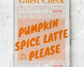 Pumpkin Spice Latte-print: herfstkoffie muurkunst (digitale download)