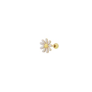 Piercing de margarita blanca en plata de ley de 925 ct