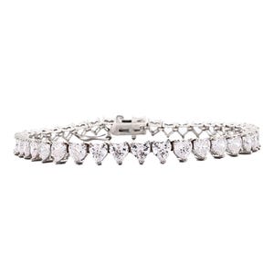 Cz Heart Cut Tennis 925 Sterling Silver Bracelet