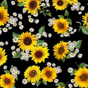 Fabric Daisy And Sunflower Bouquet Timeless Treasures Quilt Cotton 2924