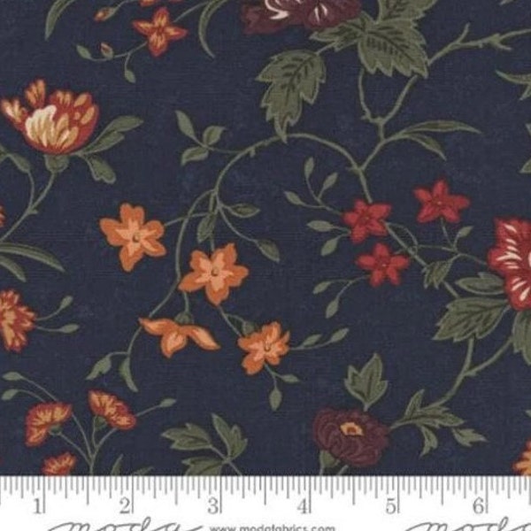 Fabric Kansas Troubles Navy Blue Large Floral Clover Blossom Farm Cotton Quilt Fabrics Moda Yardage 9710-14