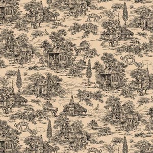 Wideback Fabric Black Toile on Cream Quilt Cotton 108 inch Wide Back Farmhouse Collection Kim Diehl Henry Glass 9685-49