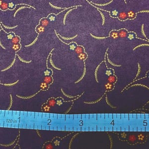 Fabric 3 Small Flowers Vines on Plum Purple Kansas Troubles Favorites 2 Moda Quilt Cotton 9420-18