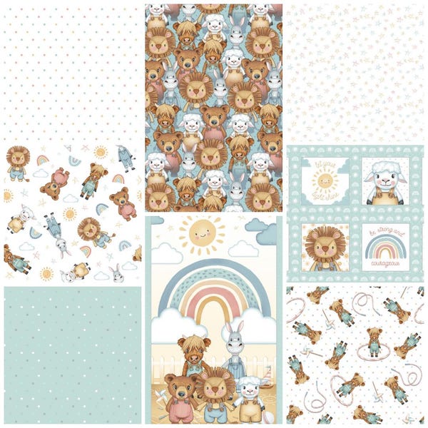 Boho Buddies Fabric 24" Panel and Coordinates Henry Glass Quilt Cotton