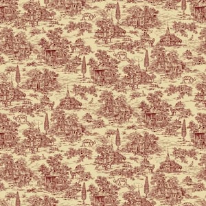Wideback Fabric Red Toile on Cream Quilt Cotton 108 inch Wide Back Farmhouse Collection Kim Diehl Henry Glass 9685-44