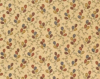 Fabric Colored Ball Flowers on Stems on Tan Butterfly Garden Kansas Troubles Moda Quilt Cotton Yardage 9284-11