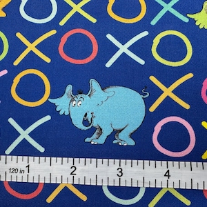 Dr Suess Fabric 1 yd Horton Hears A Who Elephant Blue Robert Kaufman Cotton Quilt Fabric 74728-11