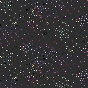 Rainbow Sprinkles Fabric Black Hearts Stars Andover Quilt Cotton 9430JK
