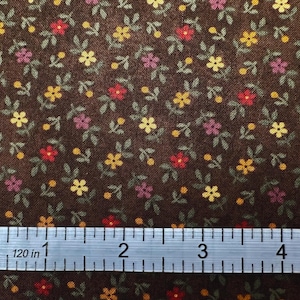 Fabric Colored Calico Flowers on Brown Kansas Troubles Favorites Moda Quilt Cotton 9054-13