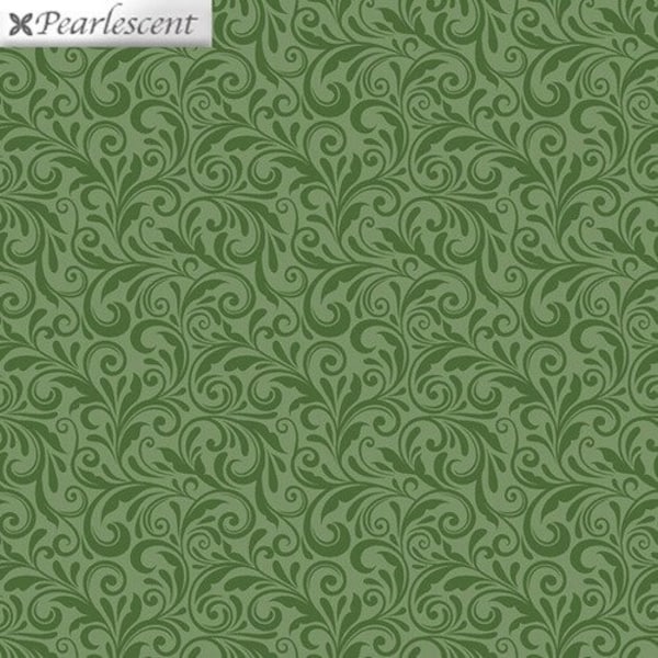 Fabric Miss Marguerite Pearlized Green Scrolls Cotton Benartex Quilt Yardage 10425P-46 free shipping option