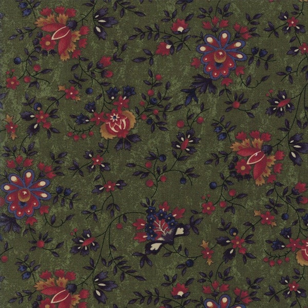 Fabric Floral on Green Gooseberry Lane Collection, Kansas Troubles Moda Yardage 9540-15