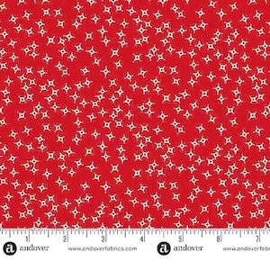 White Ditzys on Red Fabric Andover Quilt Cotton 1470R