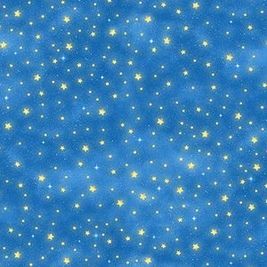 Fabric Shooting Yellow Stars on Medium Blue Owl Always Love You Collection Timeless Treasures Quilt Cotton 3246