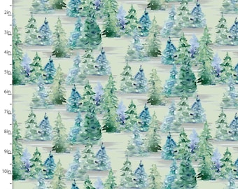 Fabric Forest Friends Green Trees 3 Wishes Cotton Quilt Fabric Yardage Free Shipping Option