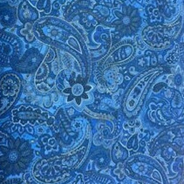 Wideback Fabric Bella Suede Blue Paisley 108 inch Wide Backing Quilt Fabric free shipping option