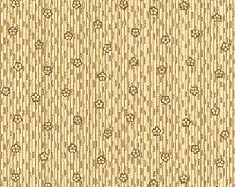 Tan Flowers Lines Fabric Marcus Quilt Cotton 220642