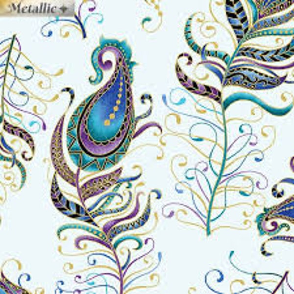 Fabric Paisley Beautiful Opulent Metallic Ann Lauer Benartex Cotton 10229m-80 Yardage FREE SHIPPING OPTION