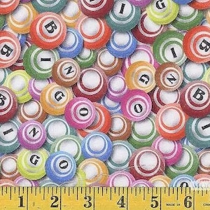 Fabric BINGO Balls Cotton Quilt Fabrics