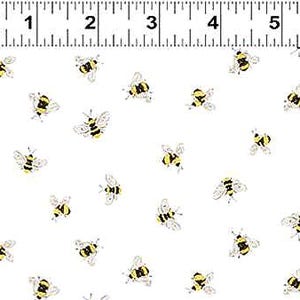 Small Bees Fabric White Clothworks Quilt Cotton 3912-1
