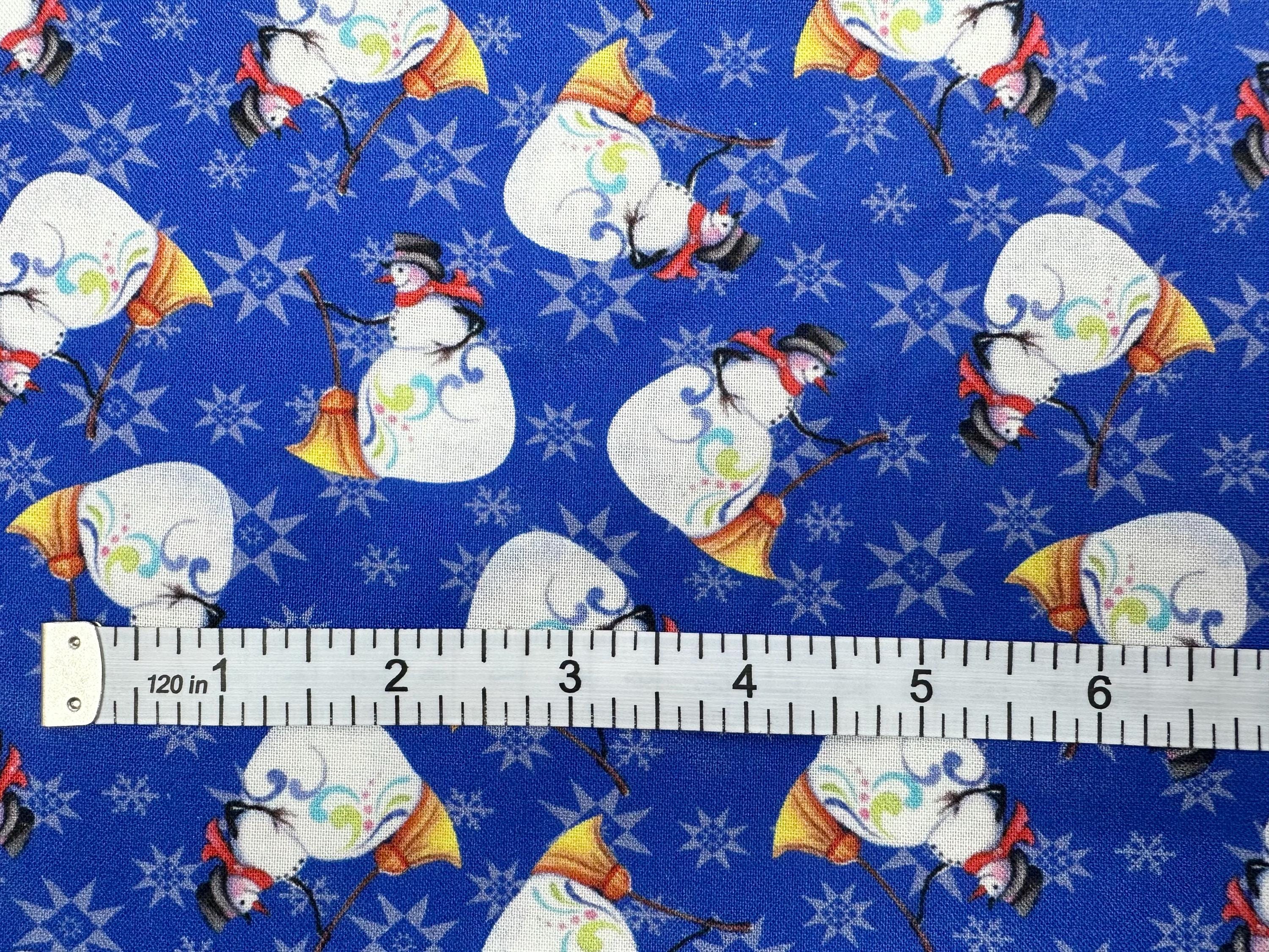 SALE! 1 yard Fabric Merry & Bright Snowman on Blue Quilt Cotton Andover Yardage 13127-55