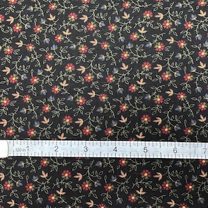 Fabric Calico Flowers on Black Clara&#39;s Garden Kansas Troubles Moda Quilt Cotton 9461-18