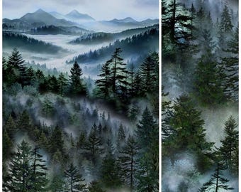 Misty Mountain 24" Panel Fabric Plus Coordinate Timeless Treasures Quilt Cotton 352