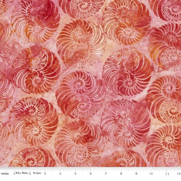 BATIK Fabric Expressions Coral Spiral Snails BATIK Cotton Quilt Fabric Riley Blake Batiks Yardage BTPT1164 Free Shipping Option