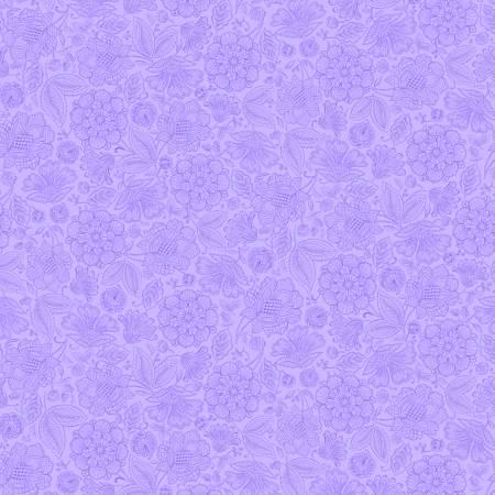 Fabric Lavender Floral Tonal Indigo Garden Collection Timeless Treasures Quilt Cotton 3414