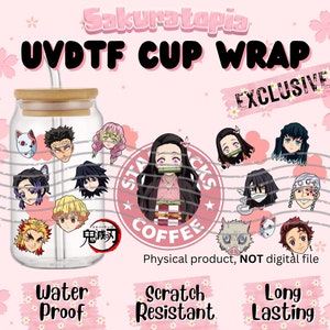 UVDTF Demon Anime Cup Wrap, Ready to Use Glass Cup Wrap for Glass Can | Ready to Apply UVDTF, UVDTF Transfers