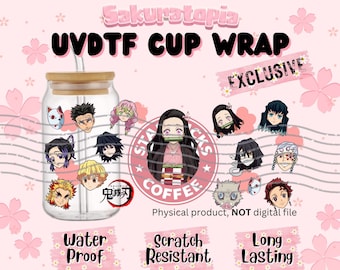 UVDTF Demon Anime Cup Wrap, Ready to Use Glass Cup Wrap for Glass Can | Ready to Apply UVDTF, UVDTF Transfers