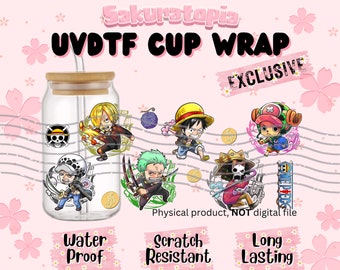 UVDTF Anime Cup Wrap, Ready to Use Glass Cup UVDTF transfers for Glass Can | Ready to Apply UVDTF wraps for Libbey Glass