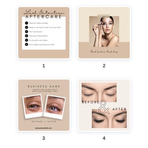 60 Neutral Lash Tech Instagram Post Templates, Lash Artist Content , Lash Extension Posts, Instagram Posts, Lash Quotes, Social Media Lash