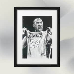 Kobe Bryant | &quot;Flexing Shirt&quot; | Charcoal Drawing: 16&#39; x 20&#39;