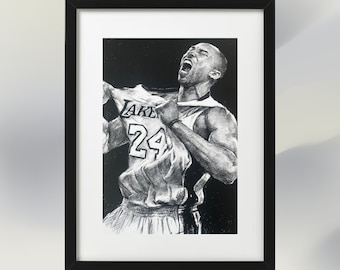 Kobe Bryant | "Tugging Shirt" | Charcoal Drawing: 16' x 20'