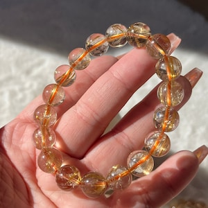 Gold Rutilated Quartz 8mm 10mm 11mm| High Grade| Boho Jewelry | Natural Gemstone Bracelet | Crystal Jewelry | Birthday Gift Ideas