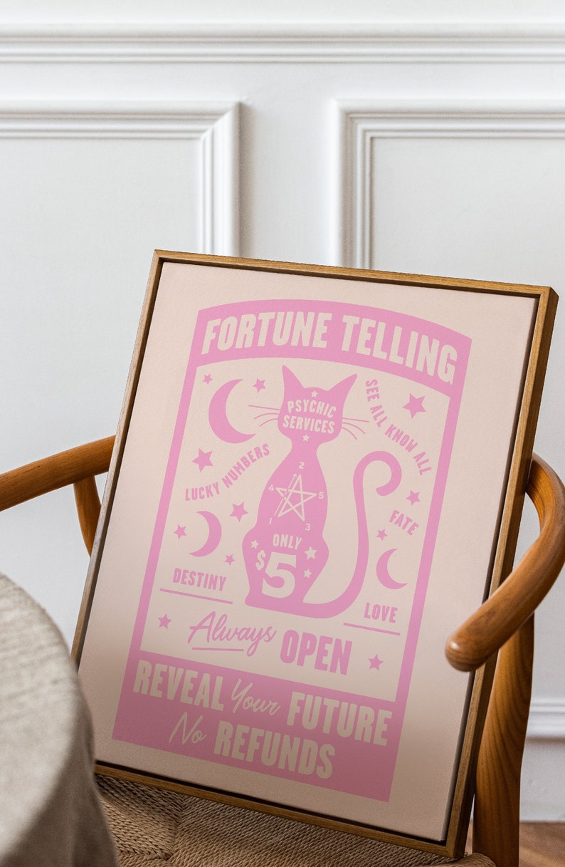Cat Fortune Teller Digital Download, Trendy Halloween Decor, Pastel ...