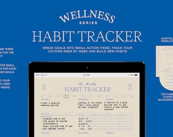 Habit Tracker Productivity Digital Planner Motivation Mindful Journal iPad Goodnotes Template Notability Monthly Goal Setting Routine Log