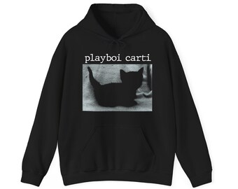 Playboi Carti Cat Kitty Kitten Hoodie Merch | Y2K Funny Rap Meme Opium Whole Lotta Red Die Lit WLR