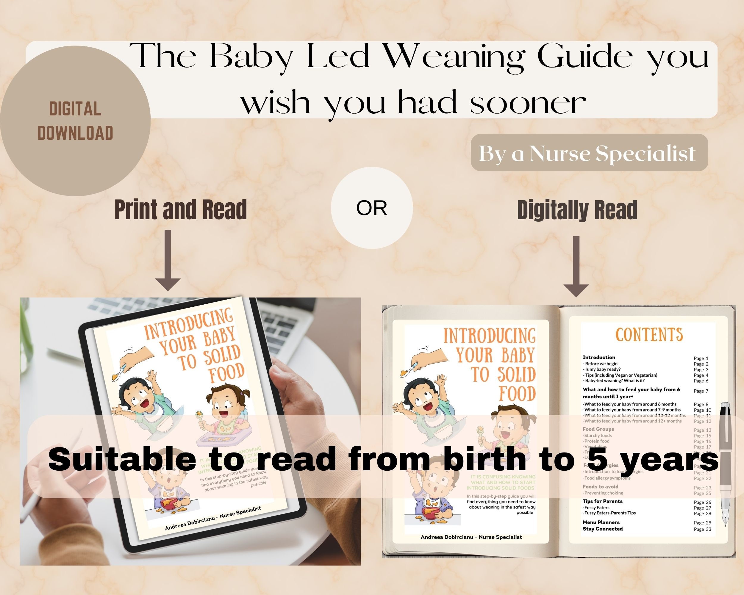 Baby Led Weaning Plant-based Vegan Food Checklist PDF 