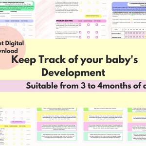 Digital Baby Milestone Developmental Tracker pour 3 mois et 4 mois, y compris la motricité globale, activités pour bébé incluses