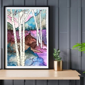 Aspen Tree Print, Autumn Aspen Print, Aspens, Tree Print, Mountain Wall Art, Home Decor, Watercolor Print, Aspen Watercolor Print, Wall Art