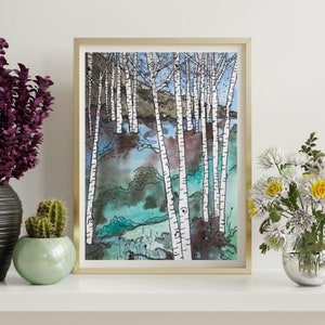 Aspen Tree Print, Autumn Aspen Print, Aspens, Tree Print, Mountain Wall Art, Home Decor, Watercolor Print, Aspen Watercolor Print, Wall Art